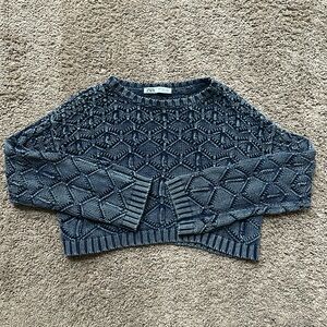 Blue Cropped Knit Sweater